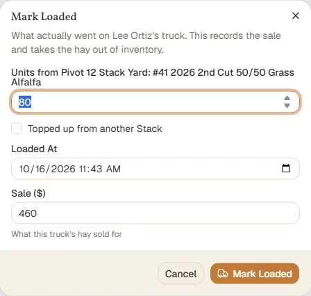 Marking a Load loaded